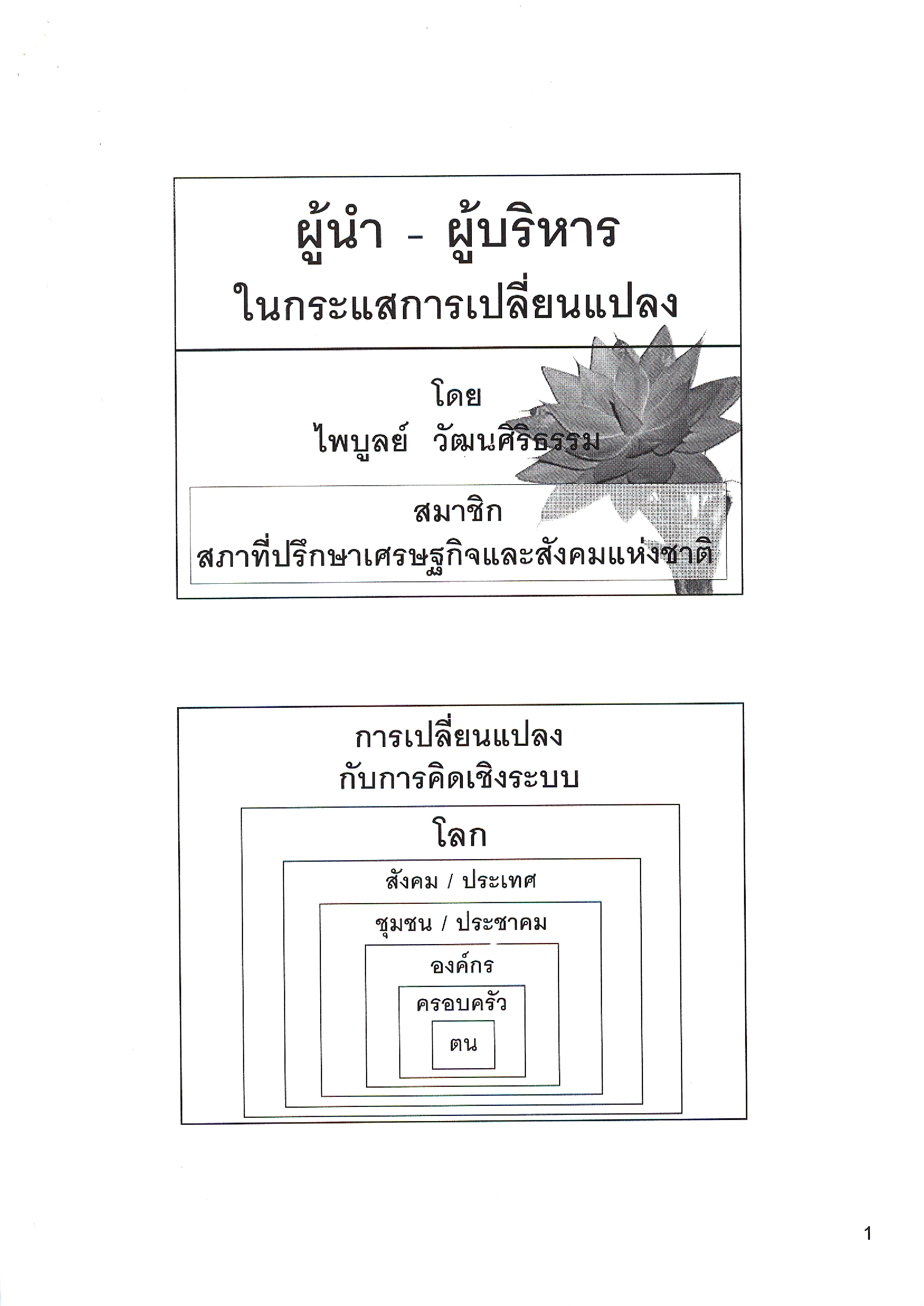 ผู้นำ-ผู้บริหาร ในกระแสการเปลี่ยนแปลง