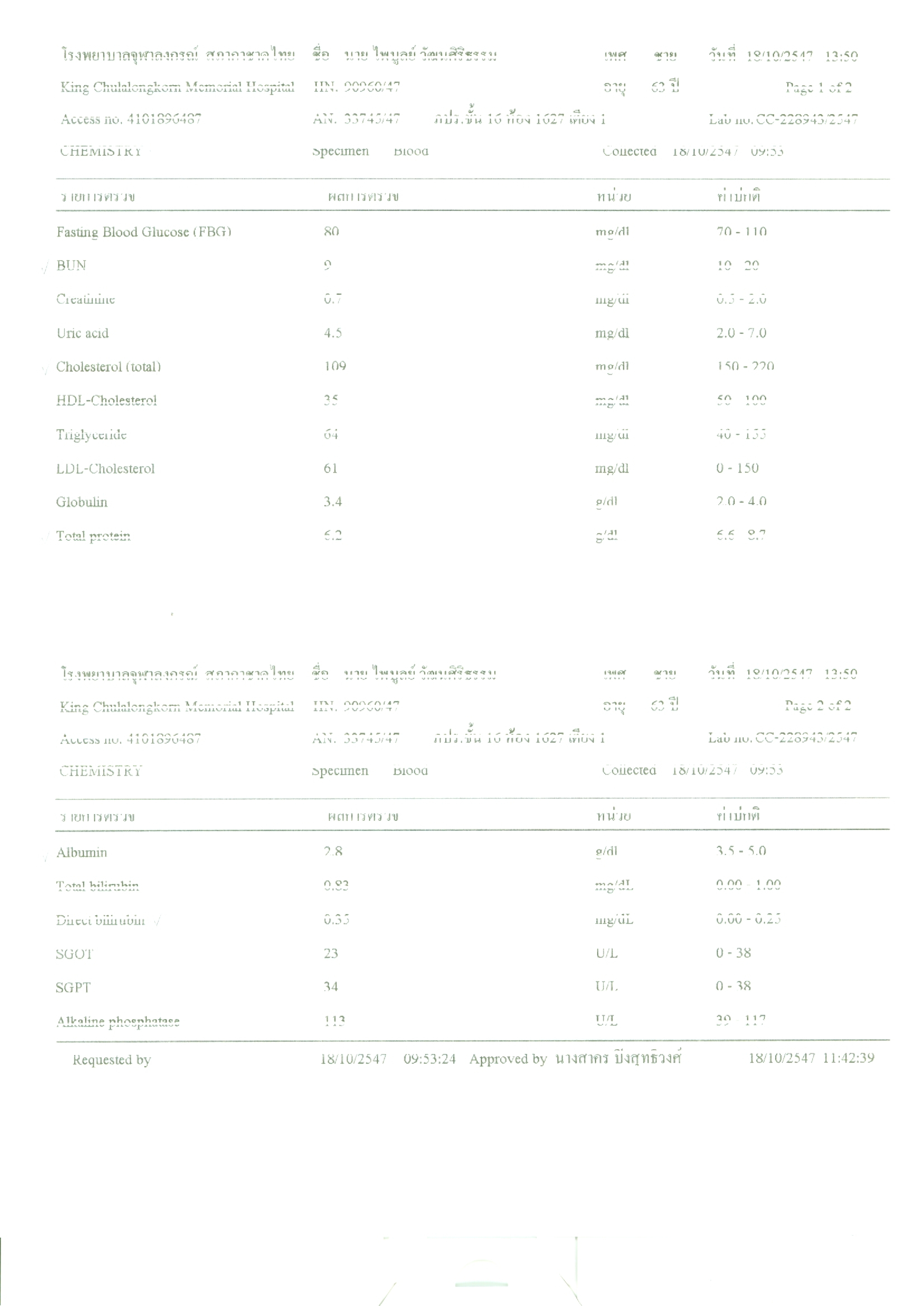 ผลการตรวจสุขภาพ