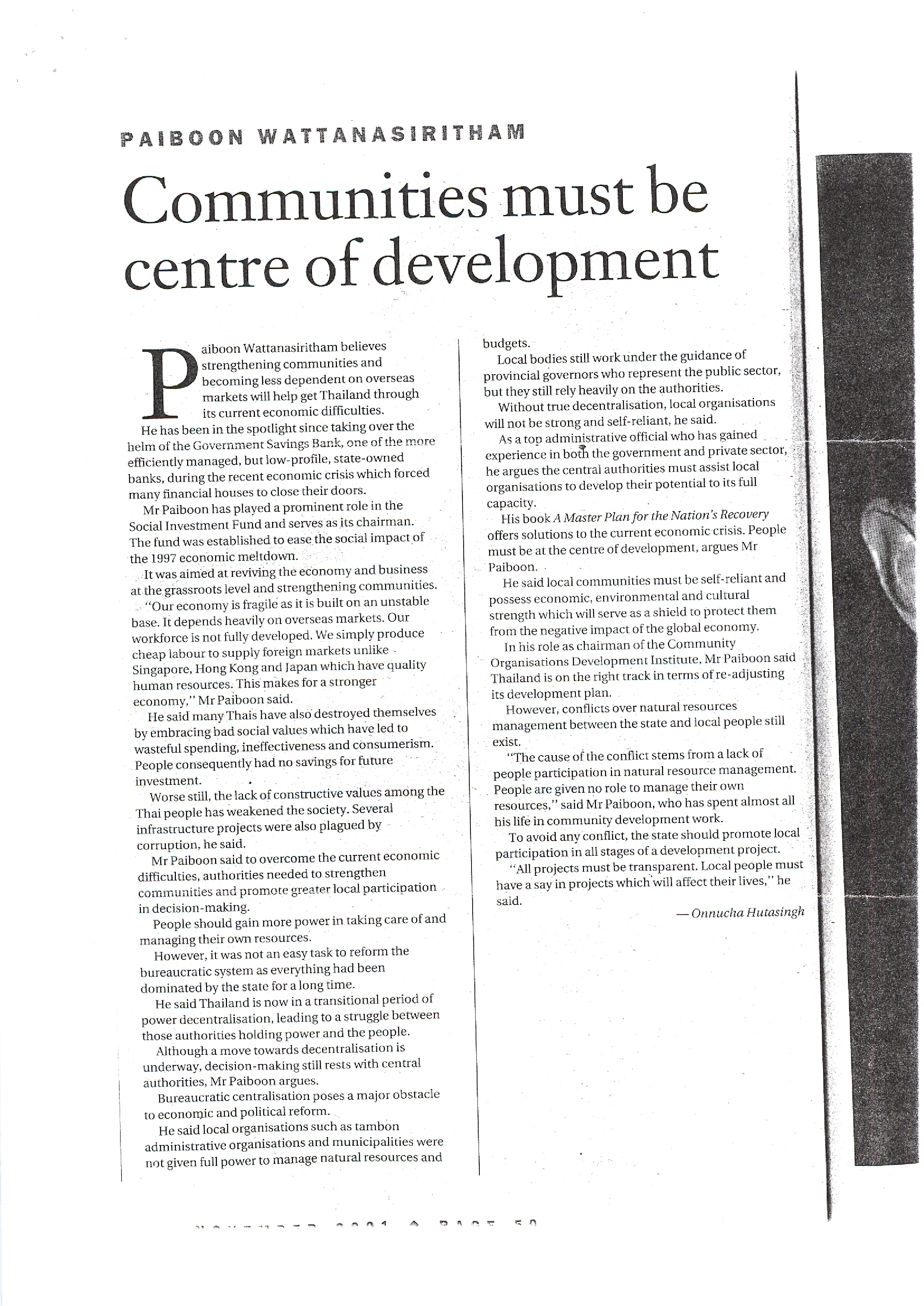 Communities must be center of development