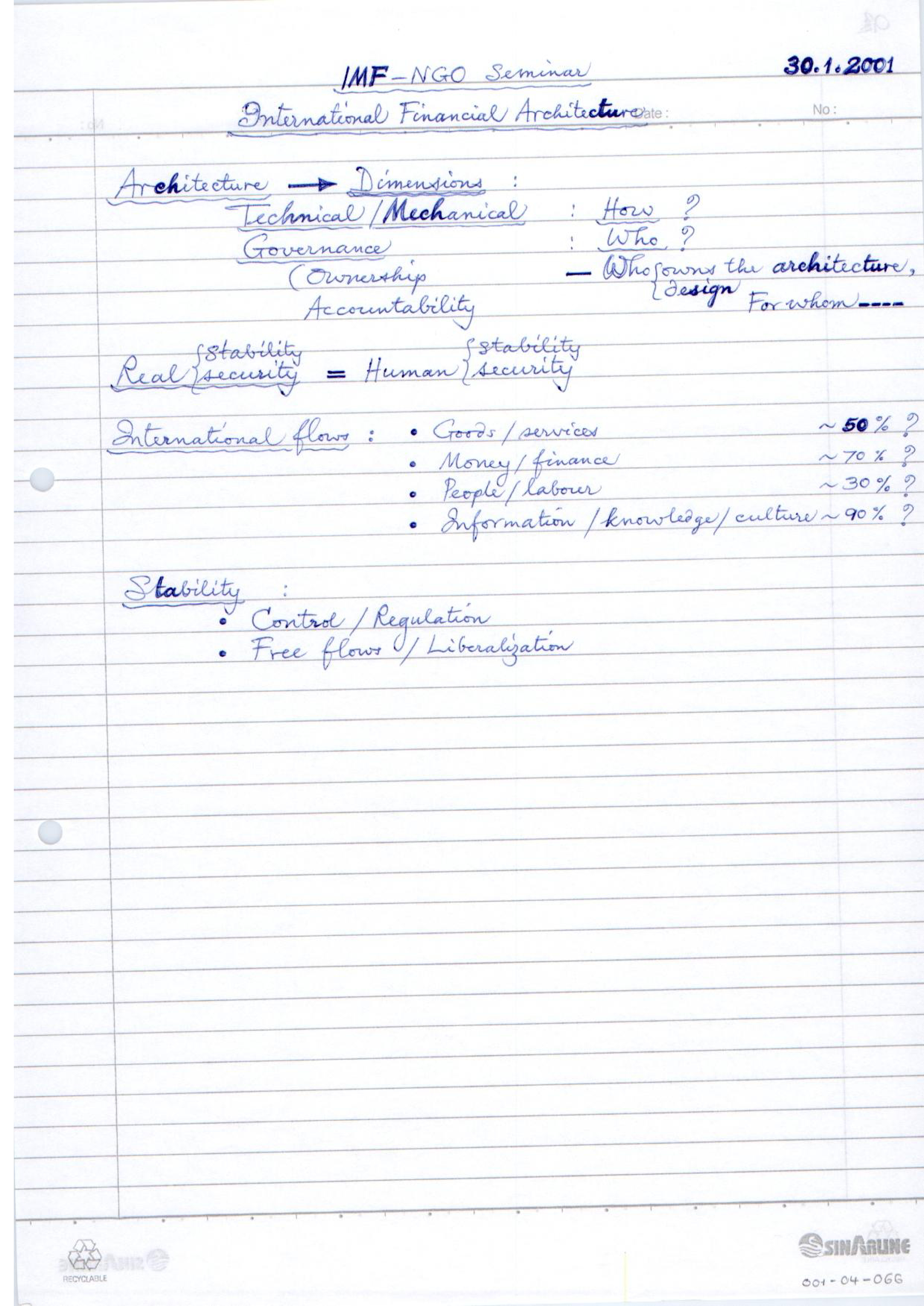 IMF-NGO Seminar International Financial Architecture