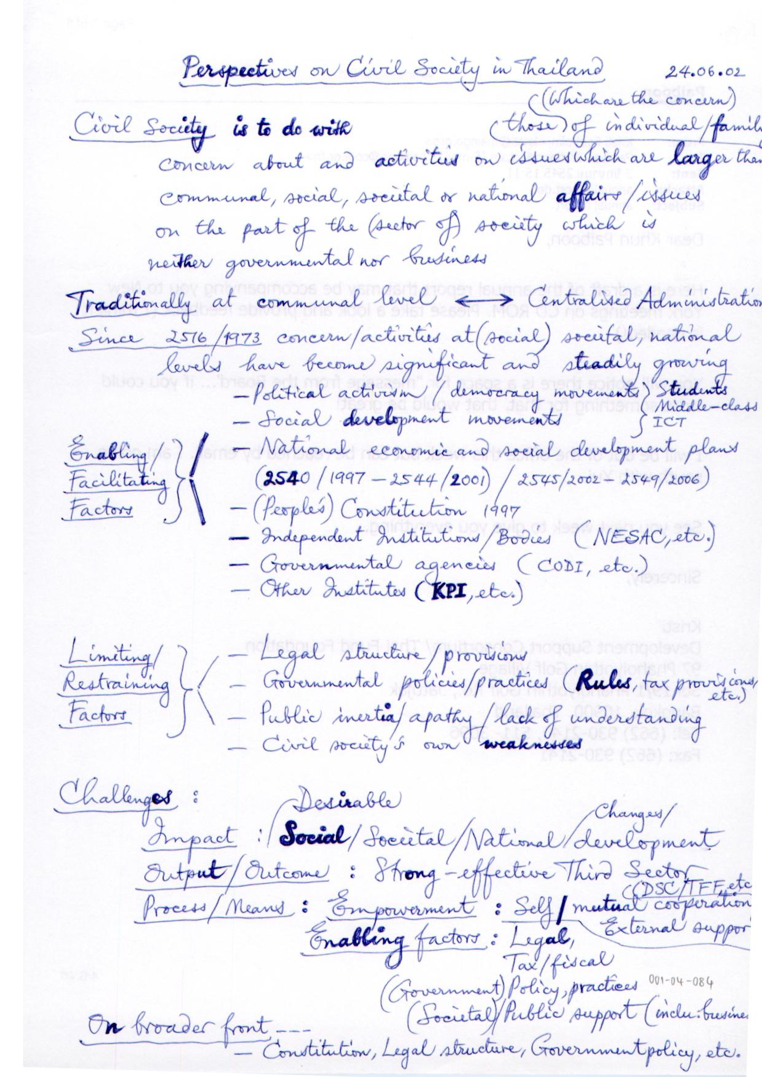 Perspectives on Civil Society in Thailand