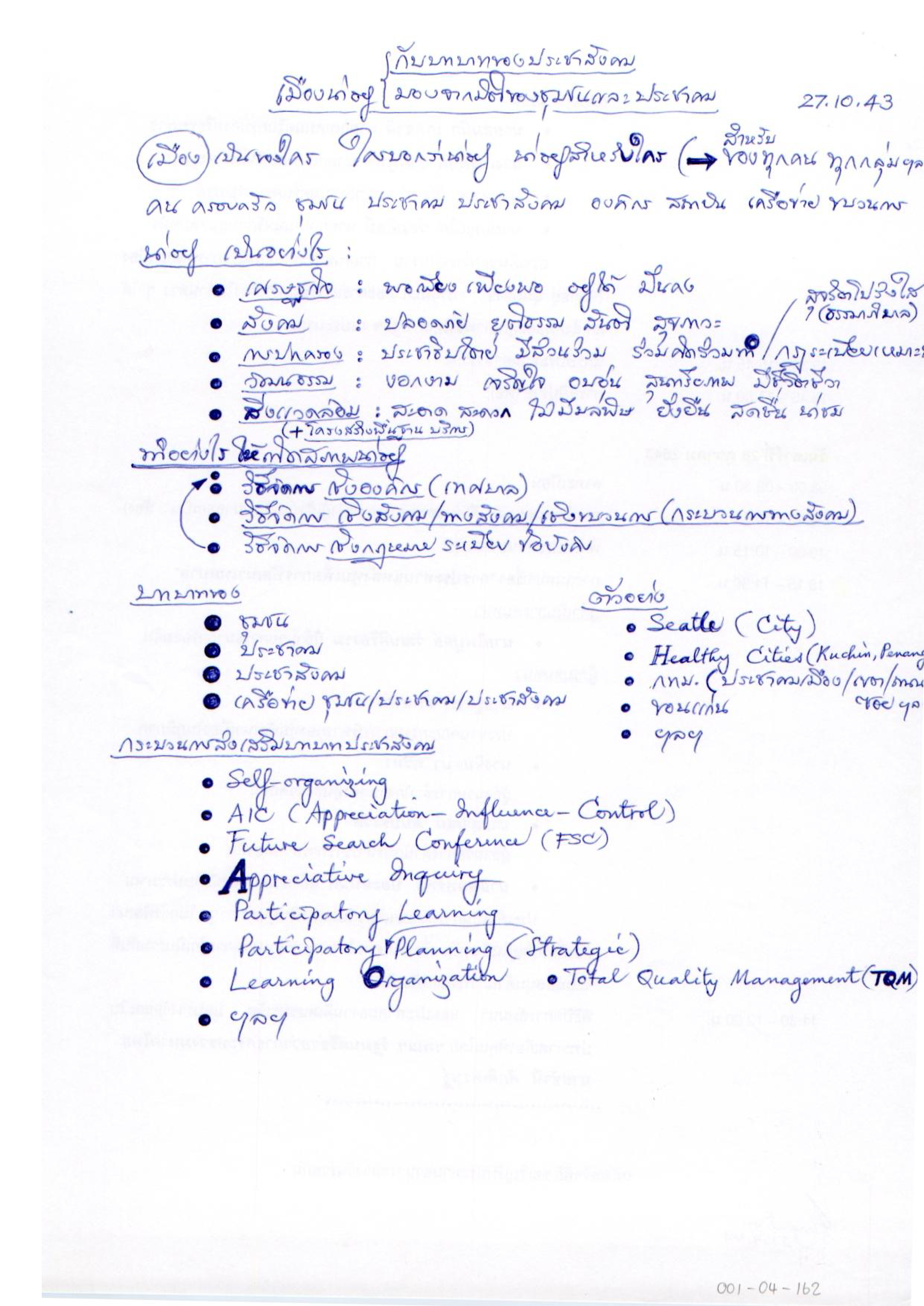 เมืองน่าอยู่กับบทบาทของประชาสังคม มองจากมิติของชุมชนและประชาคม