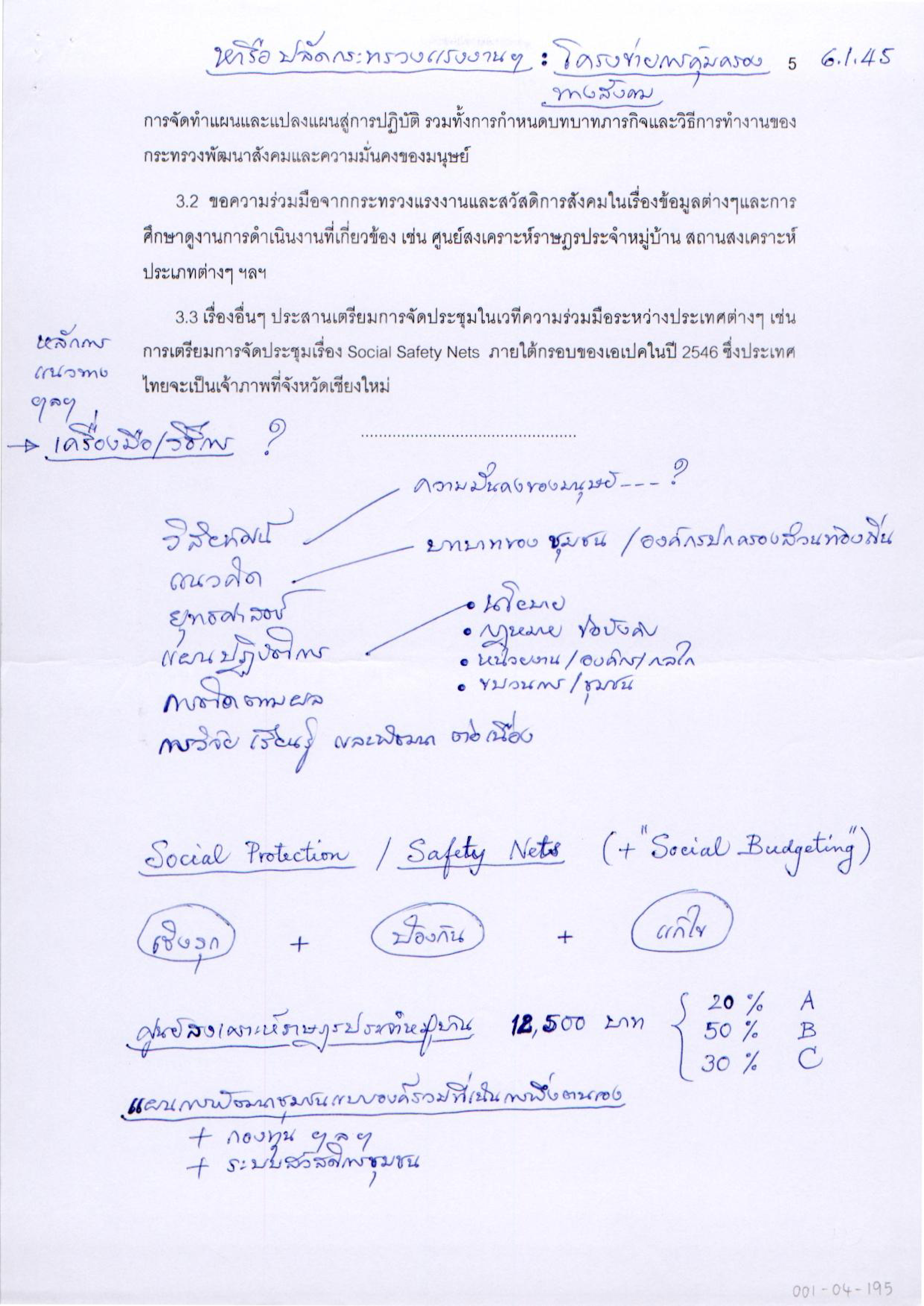 หารือปลัดกระทรวงแรงงานฯ : โครงข่ายการคุ้มครองทางสังคม