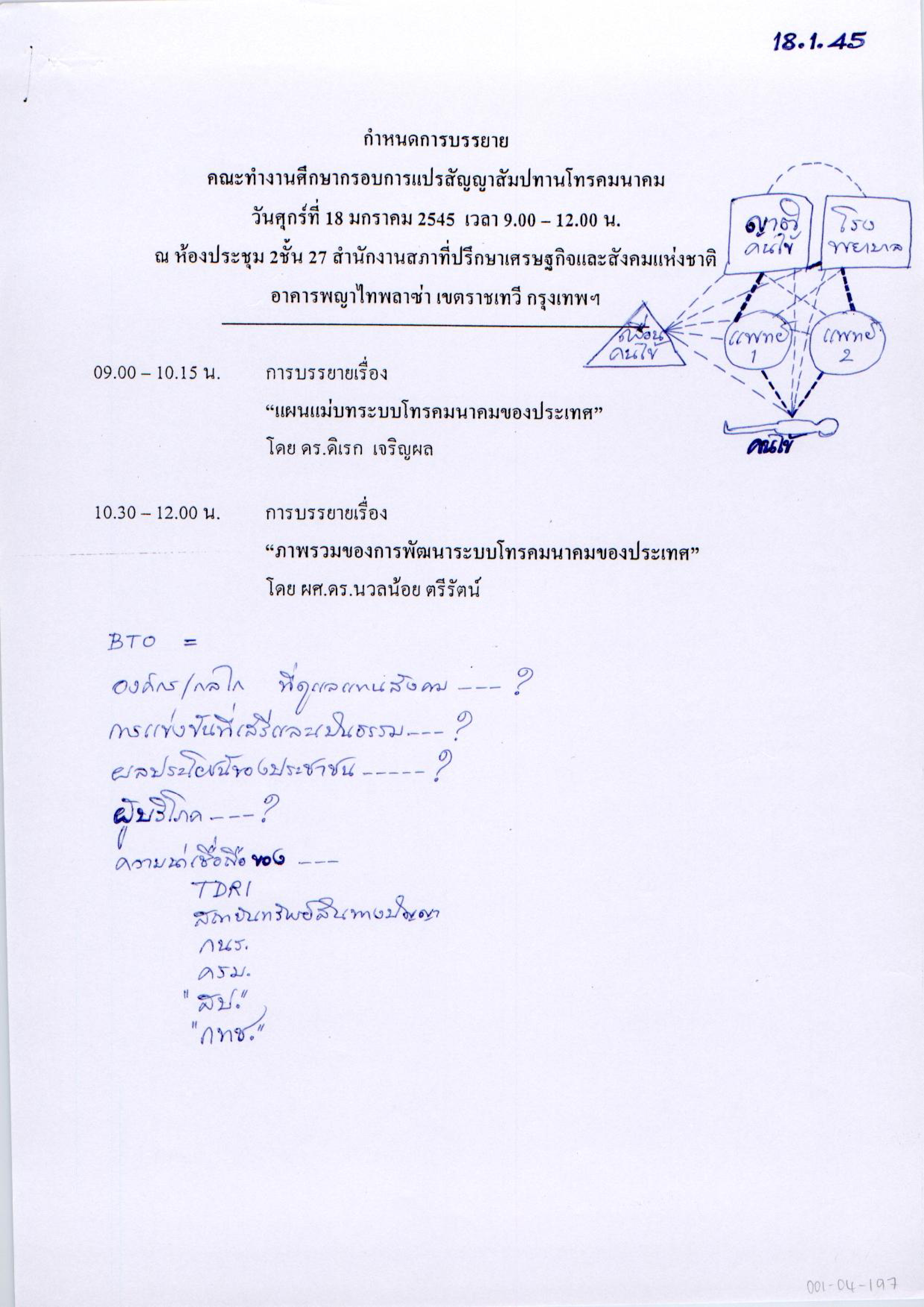 กำหนดการบรรยาย คณะทำงานศึกษากรอบการแปรสัญญาสัมปทานโทรคมนาคม