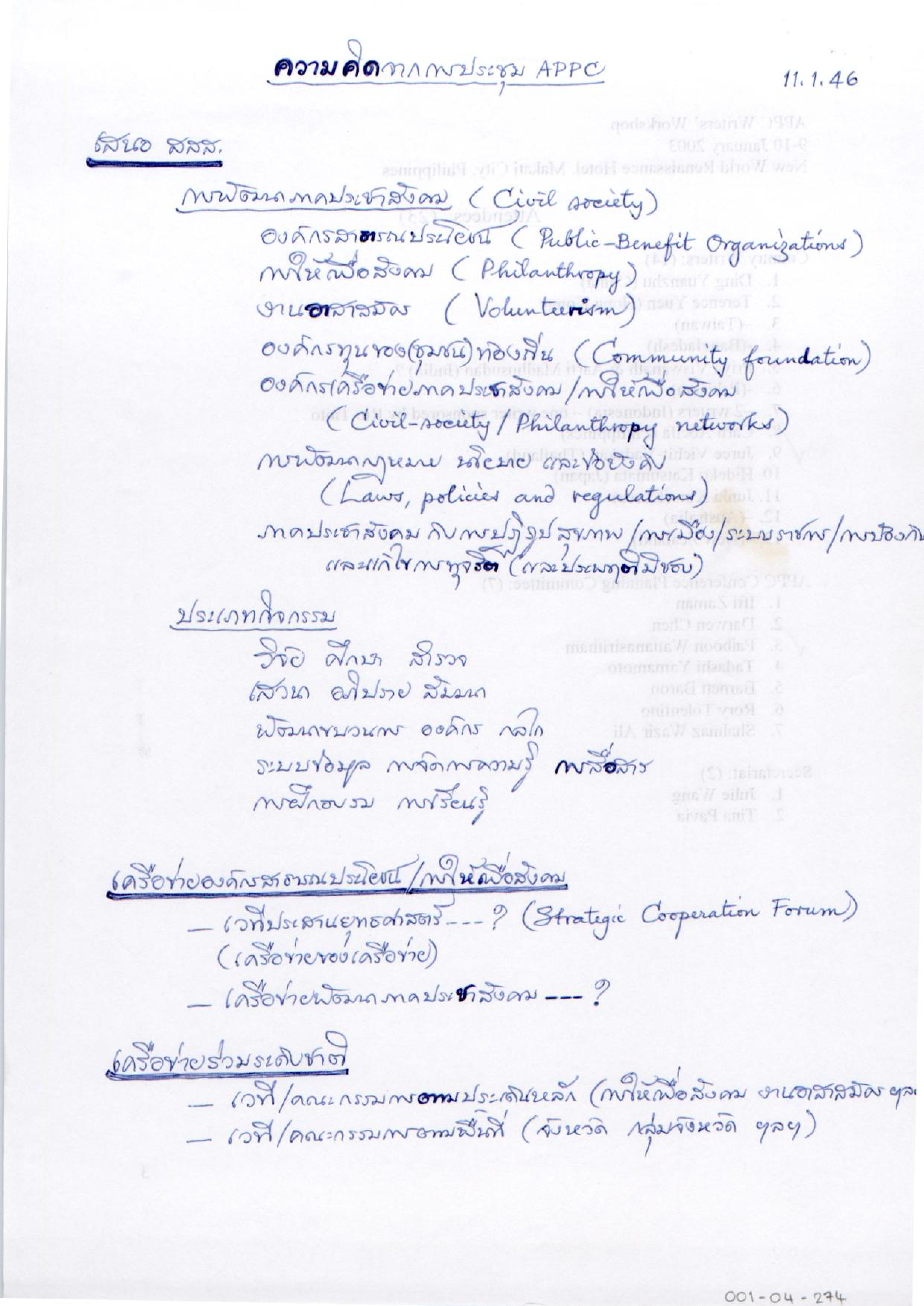 ความคิดจากการประชุม APPC