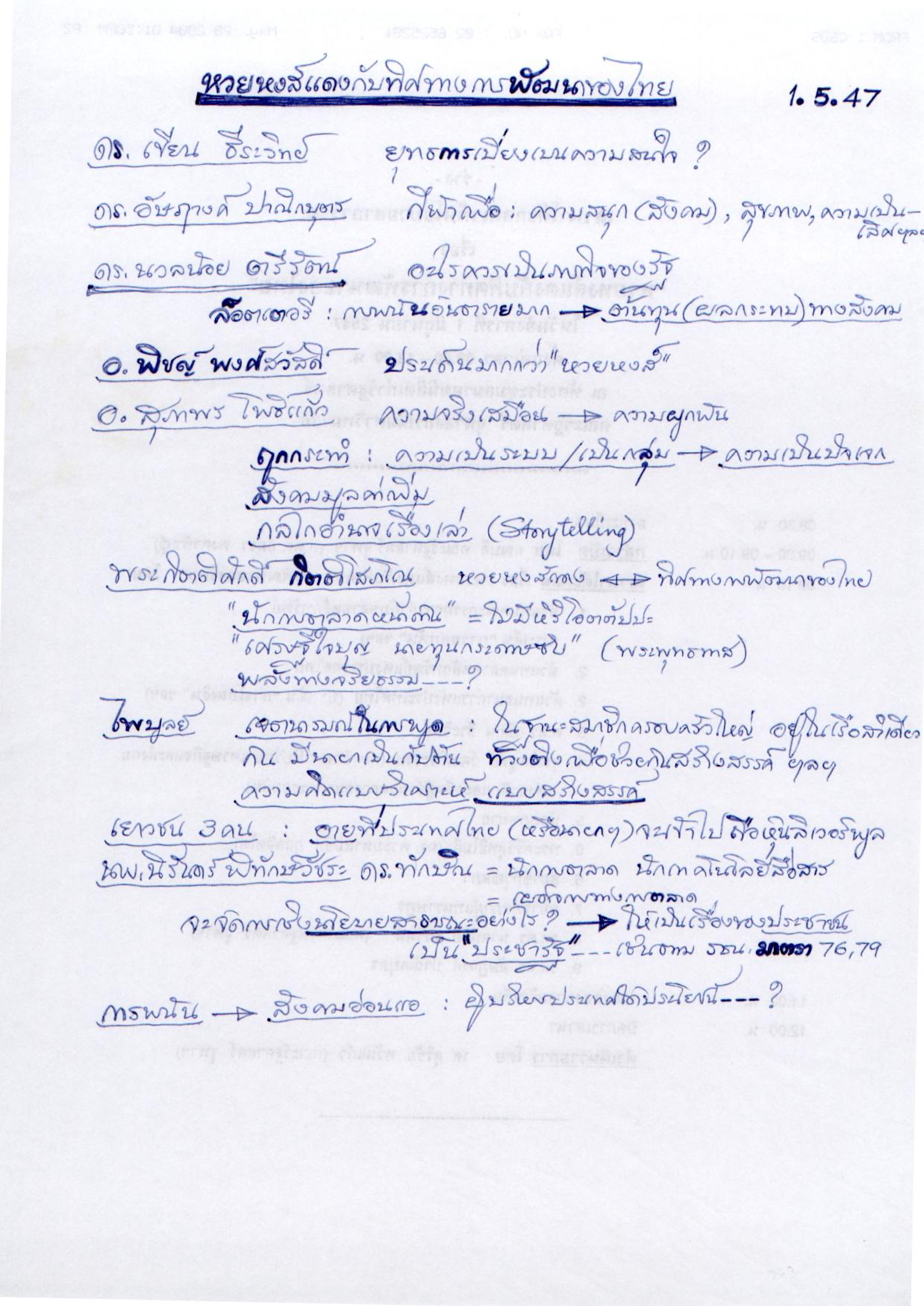 หวยหงส์แดงกับทิศทางการพัฒนาของไทย