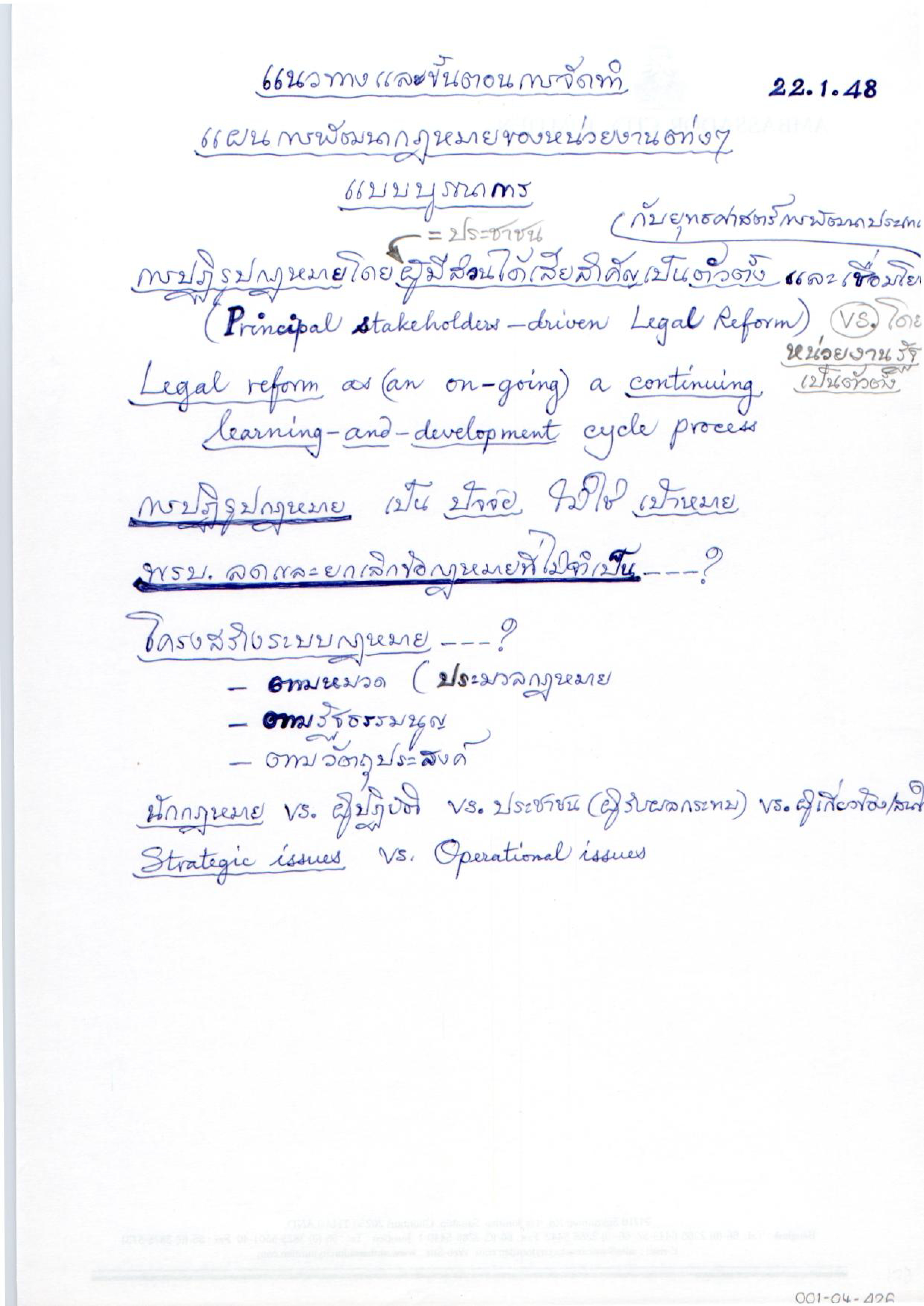 แนวทางและขั้นตอนการจัดทำแผนการพัฒนากฏหมายของหน่วยงานต่างๆ แบบบูรณาการ