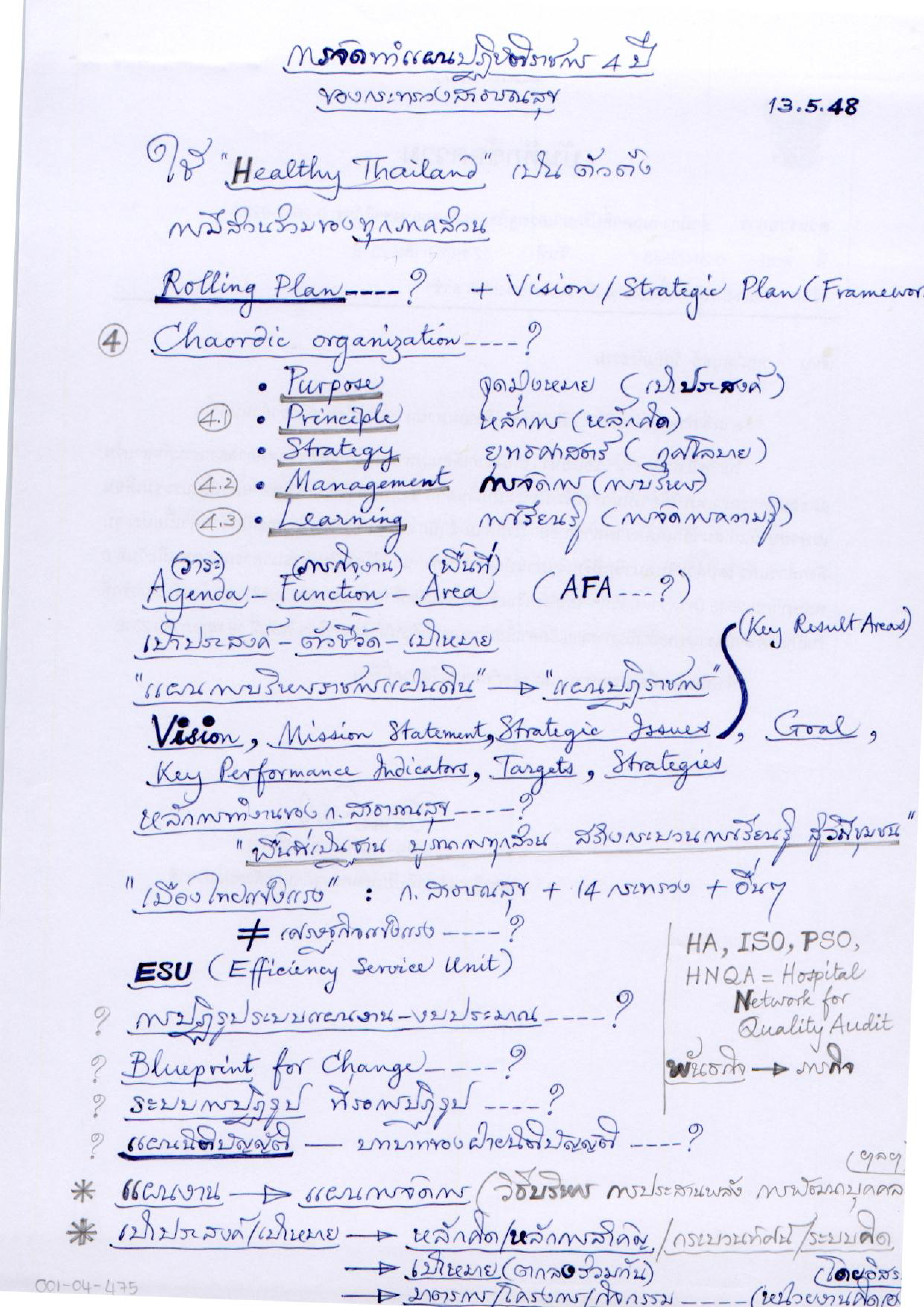 การจัดทำแผนปฏิบัติราชการ 4 ปี ของกระทรวงสาธารณสุข