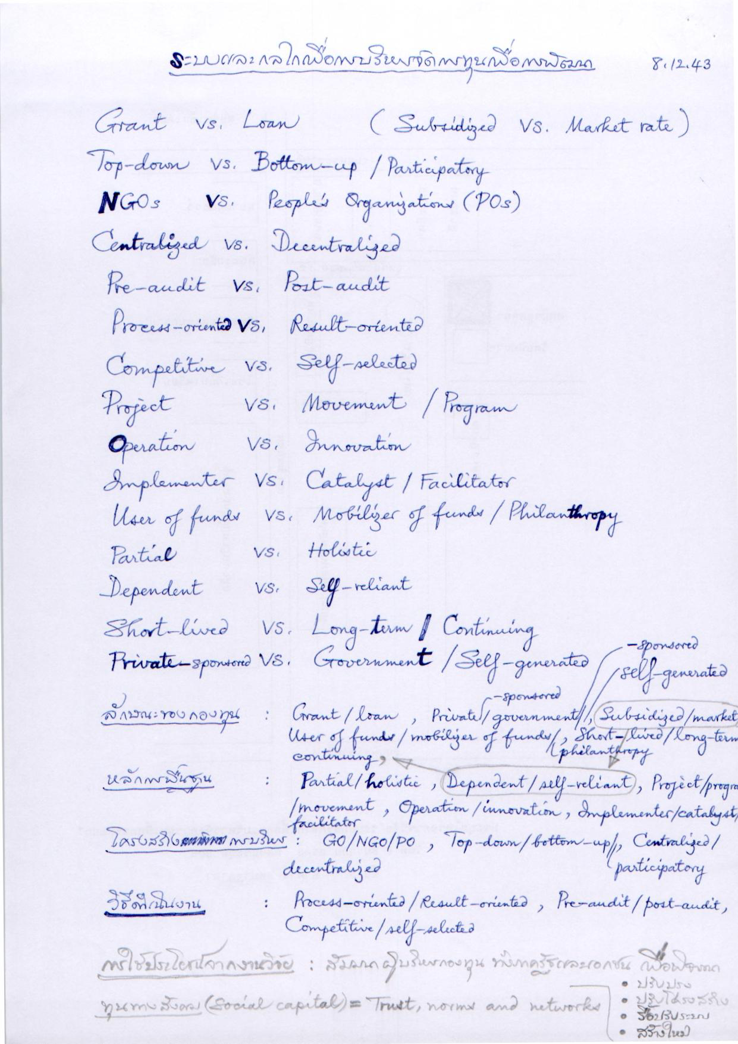 ระบบและกลไกเพื่อการบริหารจัดการทุนเพื่อการพัฒนา