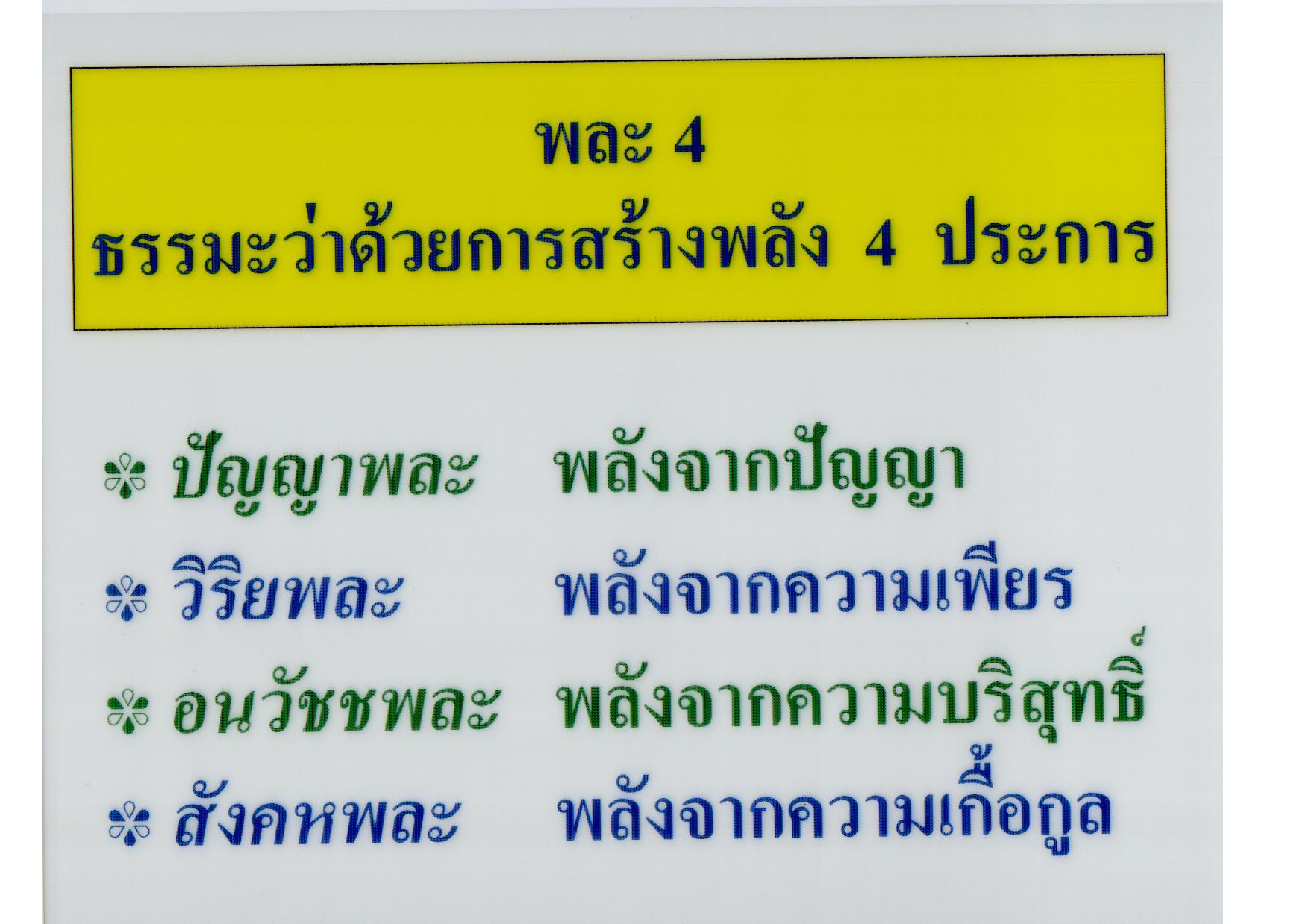พละ 4 ธรรมะว่าด้วยการสร้างพลัง 4 ประการ