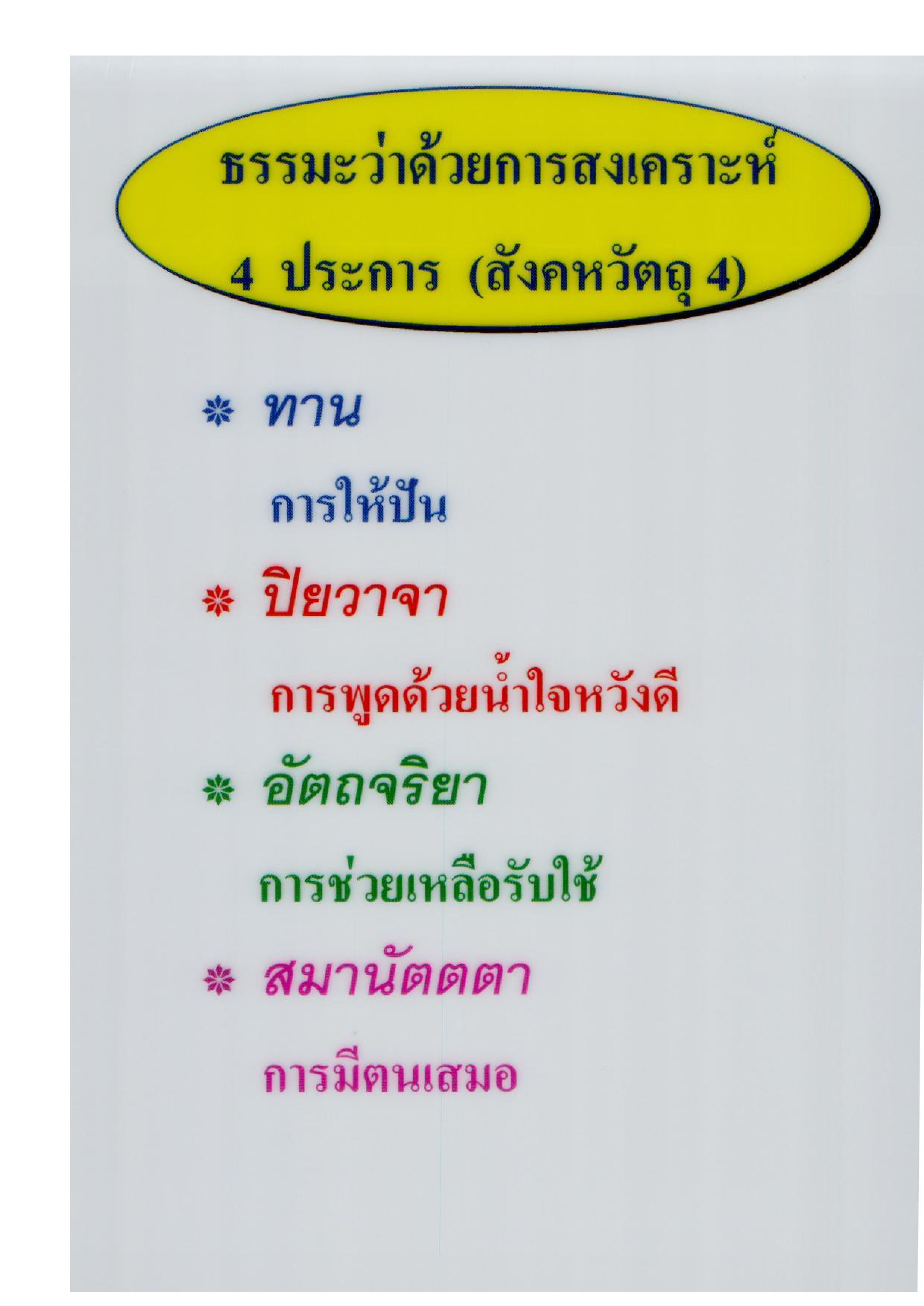 ธรรมะว่าด้วยการสงเคราะห์ 4 ประการ (สังคหวัตถุ 4)