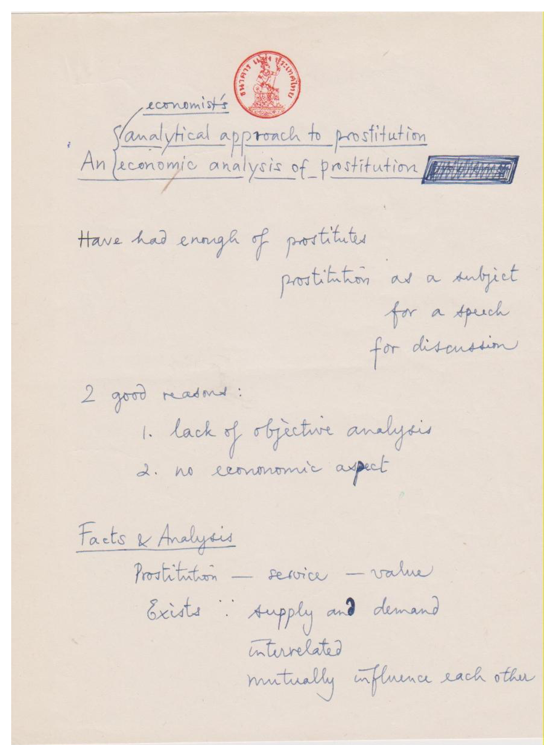 An Economist s Analytical Approach to Prostitution