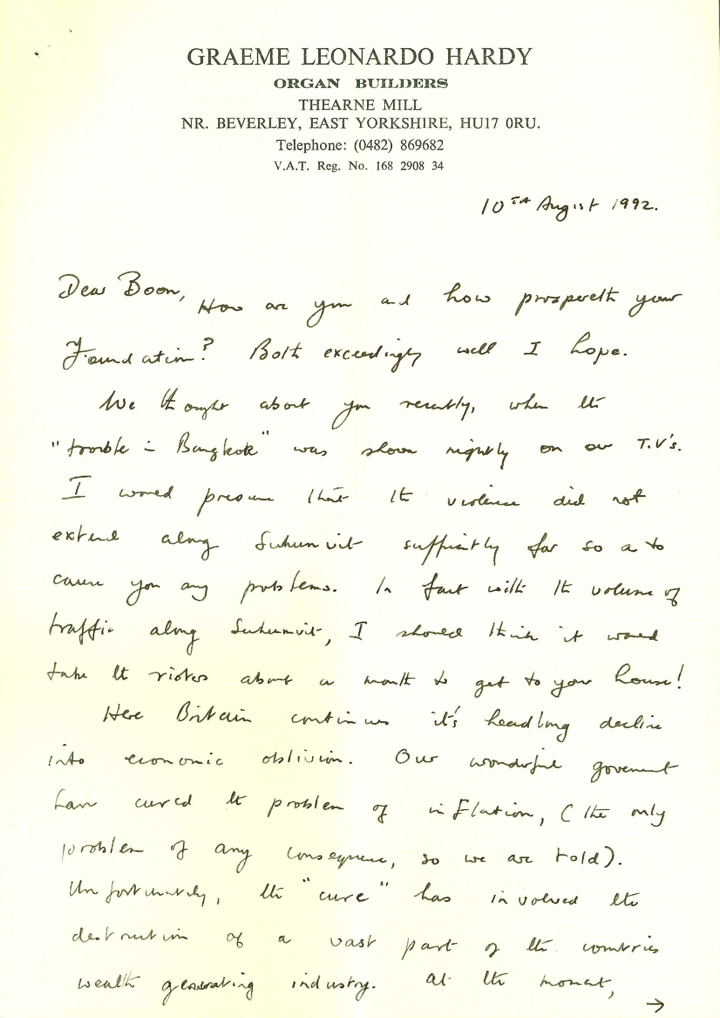 จดหมายจาก Graeme Leonardo Hardy